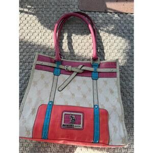 US Polo Assn Handbag Canvas Tote Bag Multicolor Croc Trim